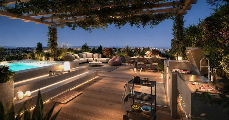 Render terrazzo attico notte 3